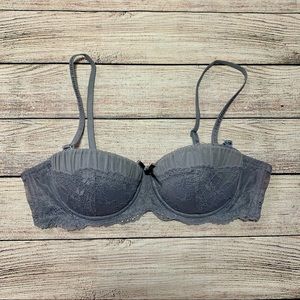 Adore Me Gray Lace Padded Bra